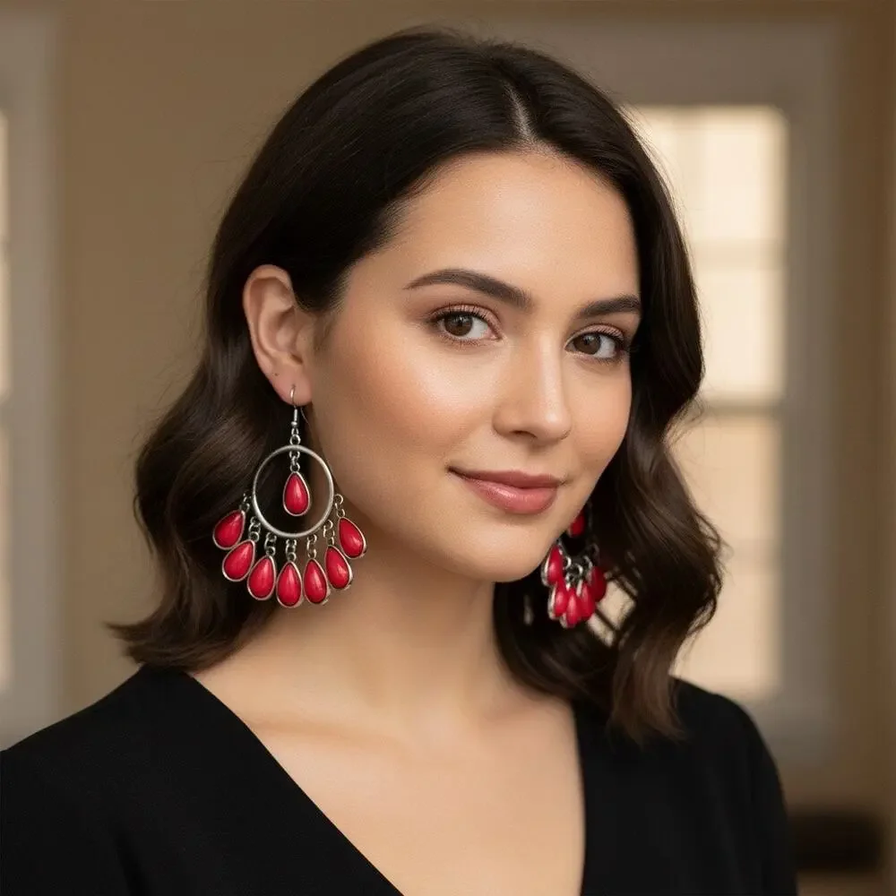 3/$25 - Hot Pink Teardrop Statement Earrings